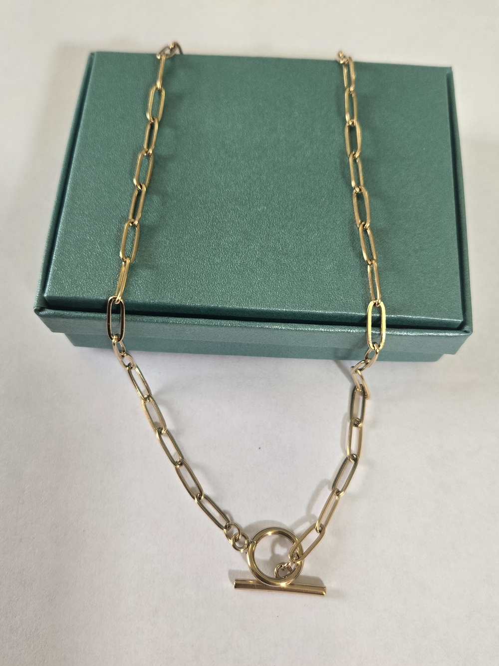 14kt Gold Plated Over Stainless Steel Paperclip Necklace